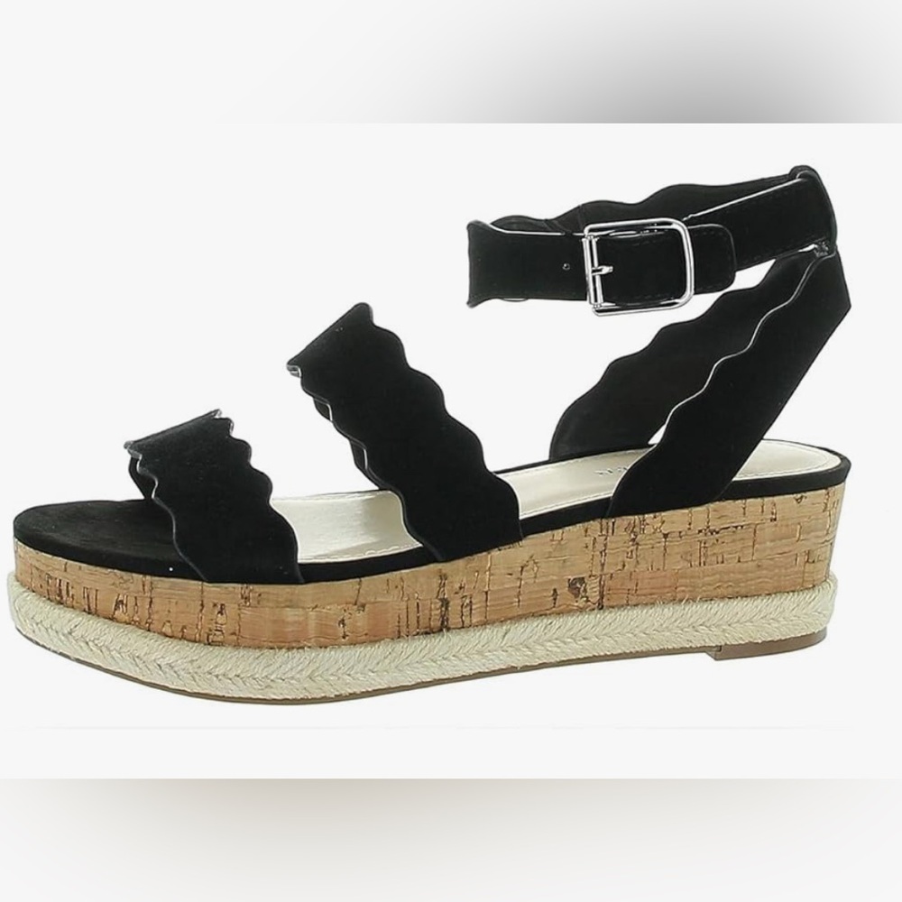 Marc Fisher Espadrilles / Wedges / Platforms Suede Leather, Ankle Strap Black 10 - Picture 2 of 11
